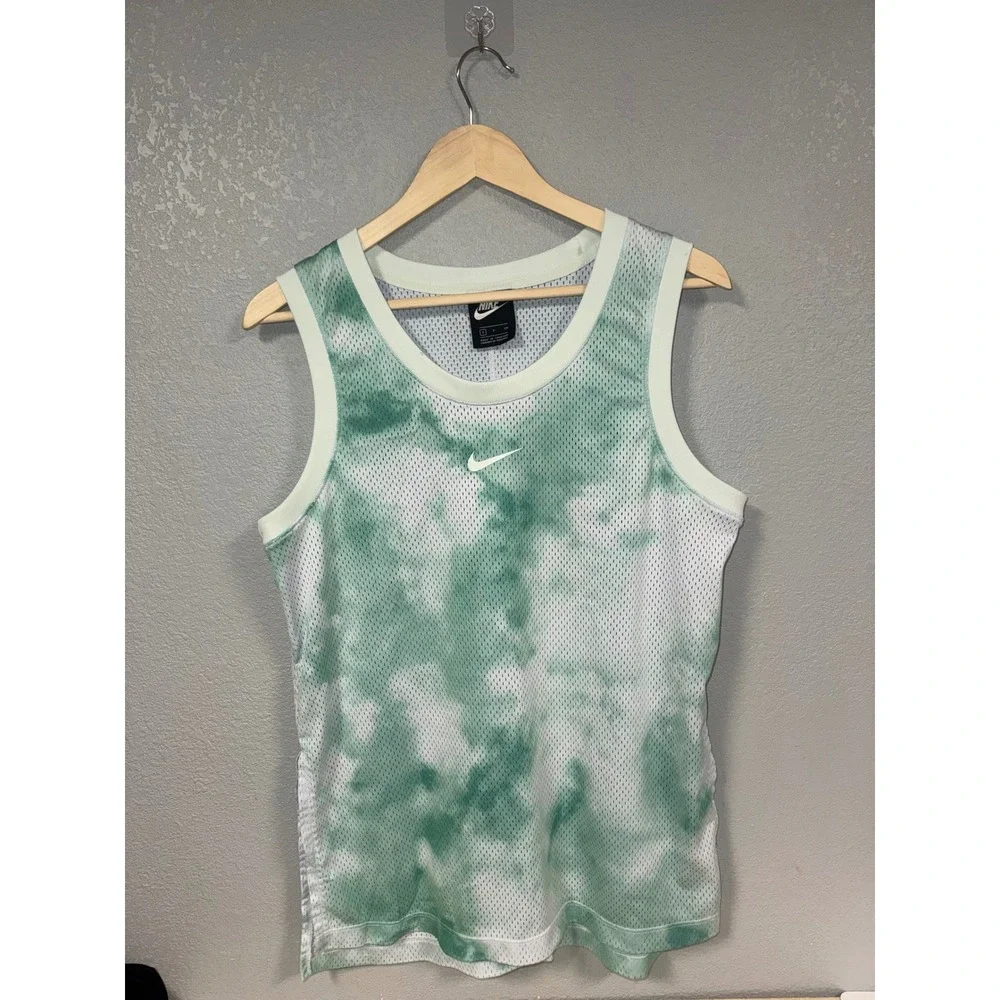 Nike Green Tie Dye Mesh Basketball Jersey Tank Top Small